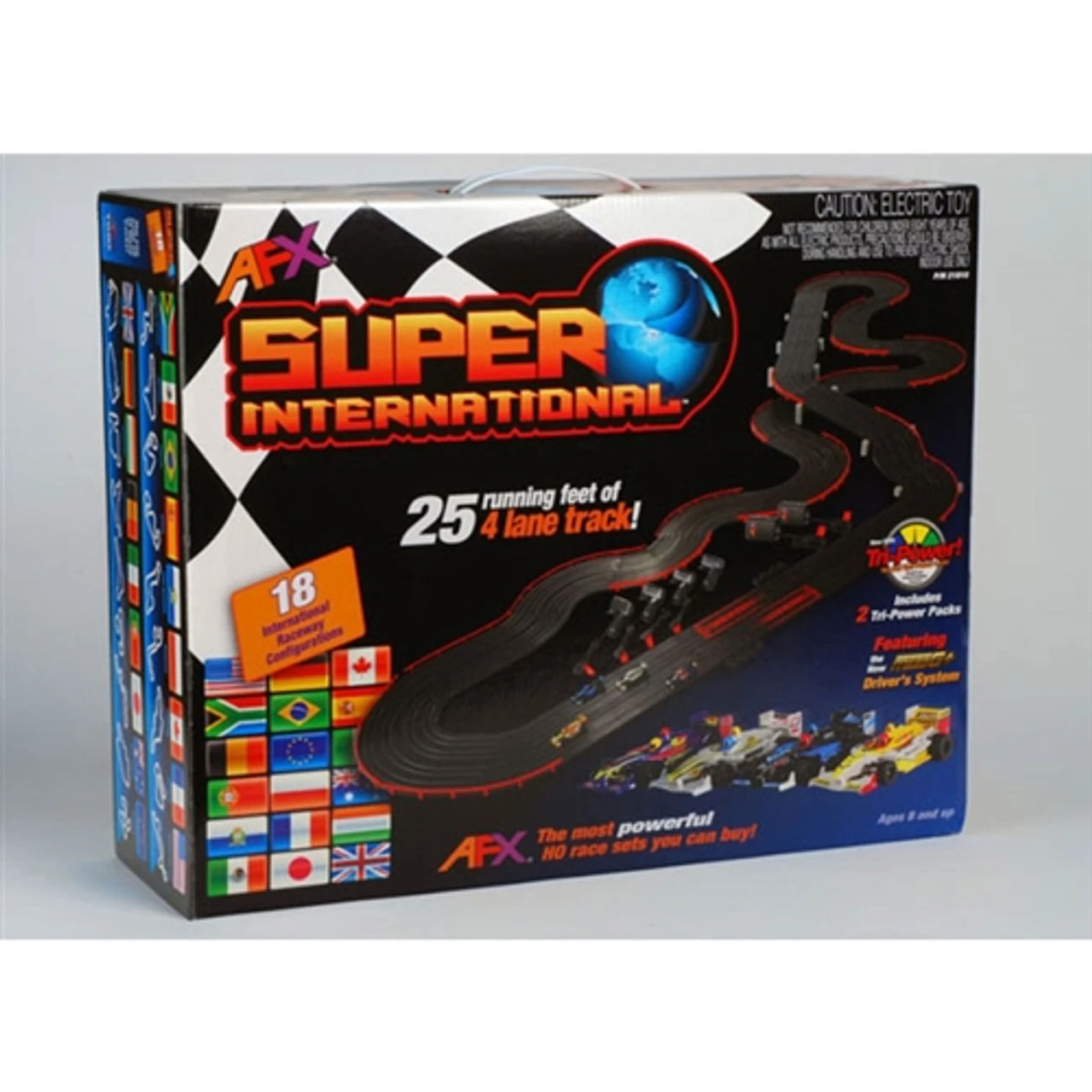 AFX Super International 4-Lane Mega G+ HO Slot Car Track Set W/Tri-Power System 3 AFX Super International 4-Lane Mega G+ HO Slot Car Track Set W/Tri-Power System