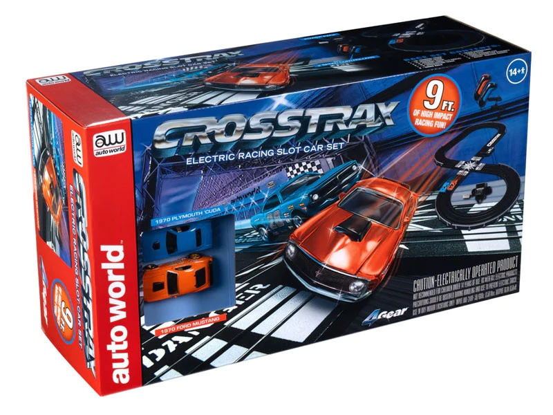 Auto World CrossTrax Road Course 9-Foot HO Slot Car Race Set 3 Auto World CrossTrax Road Course 9-Foot HO Slot Car Race Set