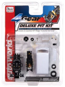 Auto World 4Gear Deluxe Pit Kit (with 1977 Dodge Tradesman Van Body) HO Slot Car
