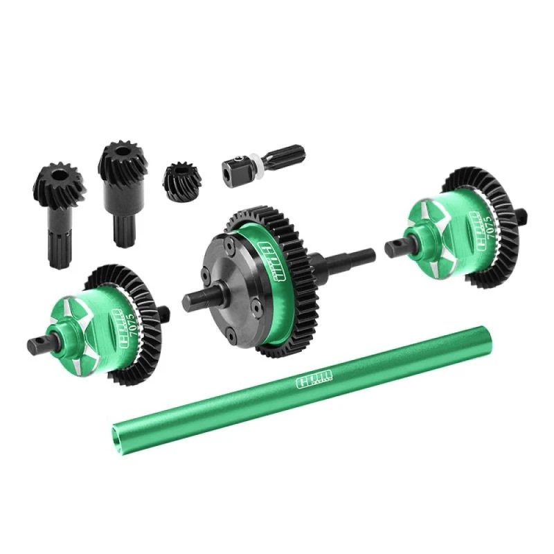 GPM Green 4140 Carbon Steel And 7075 Alloy Front & Center & Rear Complete Differential For Mini Maxx/XRT 3 GPM Green 4140 Carbon Steel And 7075 Alloy Front & Center & Rear Complete Differential For Mini Maxx/XRT
