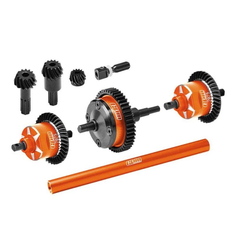 GPM Orange 4140 Carbon Steel And 7075 Alloy Front & Center & Rear Complete Differential For Mini Maxx/XRT 3 GPM Orange 4140 Carbon Steel And 7075 Alloy Front & Center & Rear Complete Differential For Mini Maxx/XRT