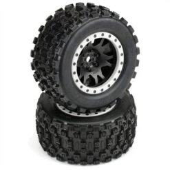 Pro-Line X-Maxx Badlands MX43 Pre-Mounted On Pro-Loc Impulse Black/Grey Wheels