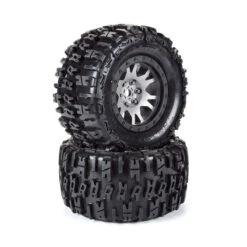 Pro-Line Limited Edition Trencher Pro-Loc F/R Mounted 24mm Gray/Black Impulse (2) For X-Maxx