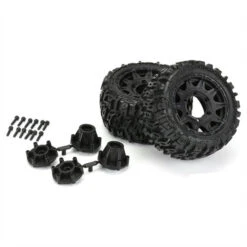 Pro-Line Trencher LP 2.8 Low Profile Tires On Raid Black 6x30 Fr/Rr Wheels (2)