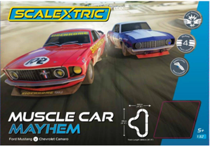 Scalextric Muscle Car Mayhem 1/32 Slot Car Track Set 3 Scalextric Muscle Car Mayhem 1/32 Slot Car Track Set