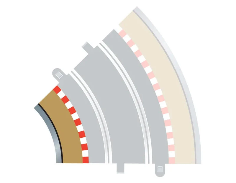 Scalextric 1/32 Radius 2 Curve Inner Borders 45° (4) 3 Scalextric 1/32 Radius 2 Curve Inner Borders 45° (4)