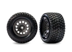 Traxxas Gray Front (Left & Right) Mini XRT Wheels With Gravix Tires (2)