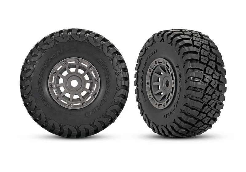 Traxxas 1.4" Gray Wheels With BFG Mud-Terrain Tires (2) 3 Traxxas 1.4" Gray Wheels With BFG Mud-Terrain Tires (2)
