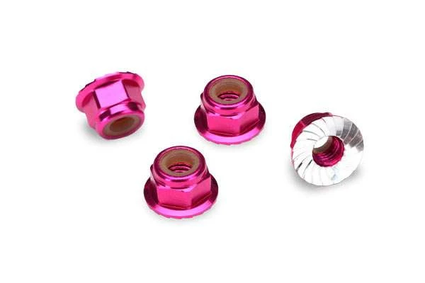 Traxxas Pink Aluminum 4mm Flanged Wheel Nuts (4) 3 Traxxas Pink Aluminum 4mm Flanged Wheel Nuts (4)
