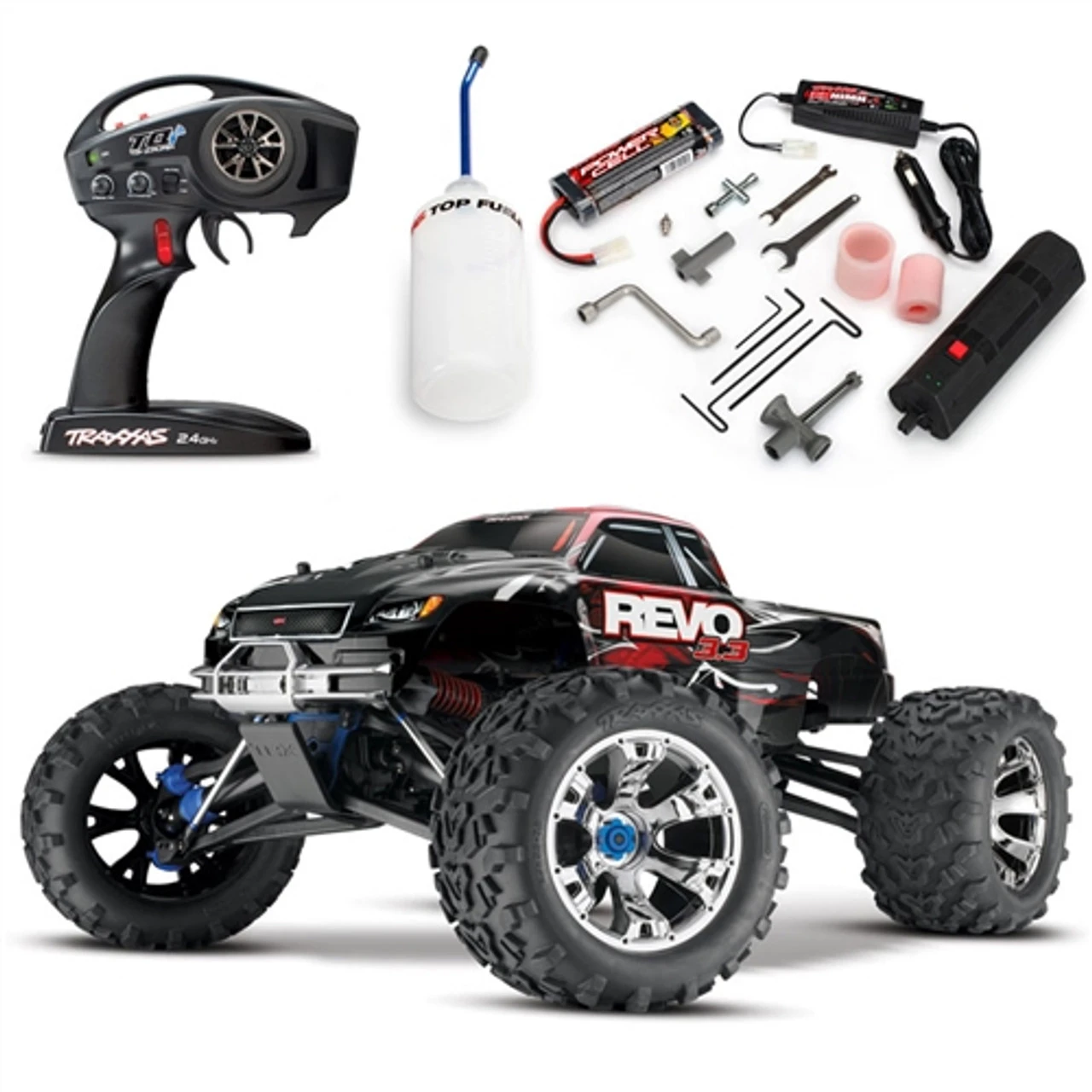 Traxxas Revo 3.3 Nitro 4WD RC Monster Truck W/TSM & Telemetry 3 Traxxas Revo 3.3 Nitro 4WD RC Monster Truck W/TSM & Telemetry