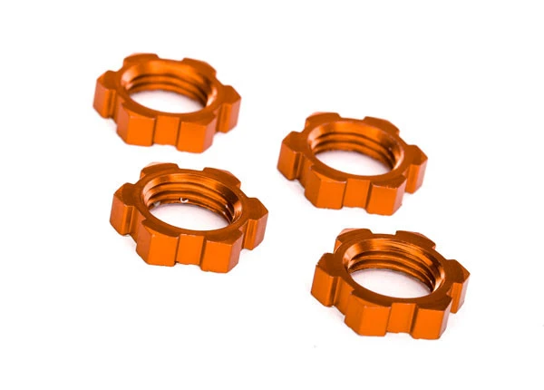Traxxas Orange Aluminum 17mm Splined Serrated Wheel Nuts (4) 3 Traxxas Orange Aluminum 17mm Splined Serrated Wheel Nuts (4)