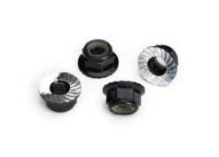Traxxas Black Aluminum 5mm Flanged Serrated Nylon Locking Nuts (4)