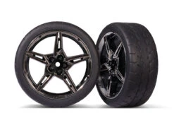 Traxxas Front 2.1' Response Tires On Split-Spoke Black Chrome Wheels: Chevrolet Stingray
