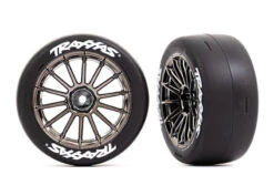 Traxxas Front 2.0" Multi-Spoke Black Chrome Wheels Slick Tires With Traxxas Logo (VXL Rated) (2)