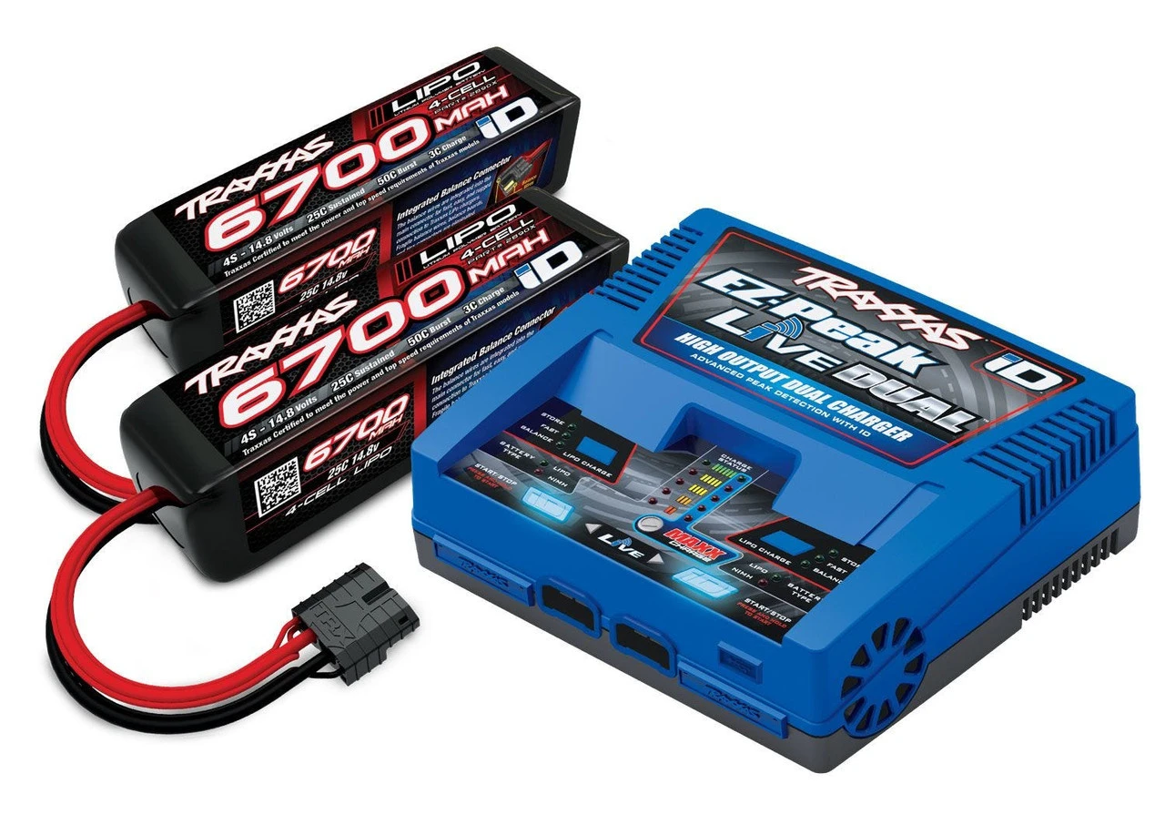 Traxxas EZ-Peak Live Dual ID Charger & 2x 4S 6700mAh LiPo Batteries For X-Maxx 8S 3 Traxxas EZ-Peak Live Dual ID Charger & 2x 4S 6700mAh LiPo Batteries For X-Maxx 8S